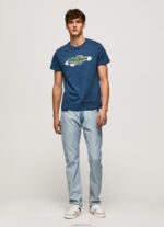 ⁦גברים 4N8XB983 Pepe Jeans jarman חולצת טריקו מכותנה עם לוגו מברשות⁩ – תמונה ⁦2⁩