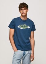 גברים 4N8XB983 Pepe Jeans jarman חולצת טריקו מכותנה עם לוגו מברשות