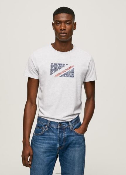 גברים 4N8XB987 Pepe Jeans לבן חולצת טריקו עם הדפס לוגו משיש