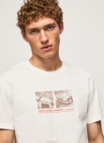 ⁦גברים 4N8XB988 Pepe Jeans צבע קרם חולצה בהדפס תמונות⁩ – תמונה ⁦3⁩