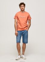 ⁦גברים 4N8XB991 Pepe Jeans תפוז דלעת חולצה בהדפס לוגו⁩ – תמונה ⁦2⁩