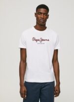 גברים 4N8XB998 Pepe Jeans לבן חולצת טריקו כותנה לוגו מודפס