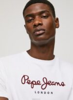⁦גברים 4N8XB998 Pepe Jeans לבן חולצת טריקו כותנה לוגו מודפס⁩ – תמונה ⁦3⁩