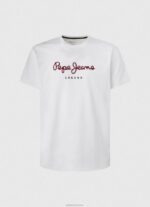 ⁦גברים 4N8XB998 Pepe Jeans לבן חולצת טריקו כותנה לוגו מודפס⁩ – תמונה ⁦5⁩