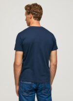 ⁦גברים 4N8XB999 Pepe Jeans חיל הים חולצת טריקו כותנה לוגו מודפס⁩ – תמונה ⁦4⁩