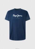 ⁦גברים 4N8XB999 Pepe Jeans חיל הים חולצת טריקו כותנה לוגו מודפס⁩ – תמונה ⁦5⁩