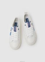 ⁦יֶלֶד 4N8XB1562 Pepe Jeans לבן נעלי ספורט מגופרות בדגל אלן⁩ – תמונה ⁦2⁩