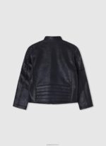 ⁦יֶלֶד 4N8XB1571 Pepe Jeans שָׁחוֹר מעיל אופנוענים מרופד בכתף⁩ – תמונה ⁦2⁩