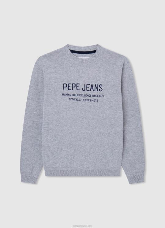 d799d6b6d79cd6b6d793_4n8xb1588_pepe_jeans_d797d795d795d790d7a8_d790d7a4d795d7a8_d792d7a8d7a1d799_d79cd795d792d795_d7a8d7a7d795d7.jpg יֶלֶד 4N8XB1588 Pepe Jeans חוואר אפור ג'רסי לוגו רקום כותנה – תמונה 1