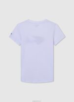 ⁦יֶלֶד 4N8XB1606 Pepe Jeans לבן חולצת לוגו דגל⁩ – תמונה ⁦2⁩