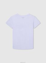 ⁦יֶלֶד 4N8XB1607 Pepe Jeans לבן חולצת טריקו בסיסית לוגו⁩ – תמונה ⁦2⁩