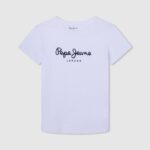 יֶלֶד 4N8XB1607 Pepe Jeans לבן חולצת טריקו בסיסית לוגו