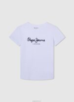 ⁦יֶלֶד 4N8XB1608 Pepe Jeans סטודיו אדום חולצת טי כותנה לוגו אנכי⁩ – תמונה ⁦3⁩