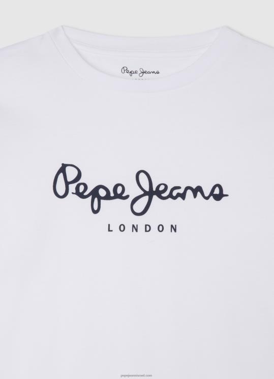 ⁦יֶלֶד 4N8XB1619 Pepe Jeans לבן חולצת טי עם לוגו קדמי עם שרוולים ארוכים⁩ – תמונה ⁦3⁩