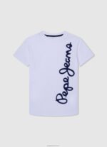 ⁦יֶלֶד 4N8XB1620 Pepe Jeans צבע קרם חולצה בהדפס לוגו⁩ – תמונה ⁦4⁩