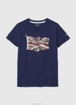 ⁦יֶלֶד 4N8XB1625 Pepe Jeans סטודיו אדום חולצת טריקו בסיסית לוגו⁩ – תמונה ⁦3⁩