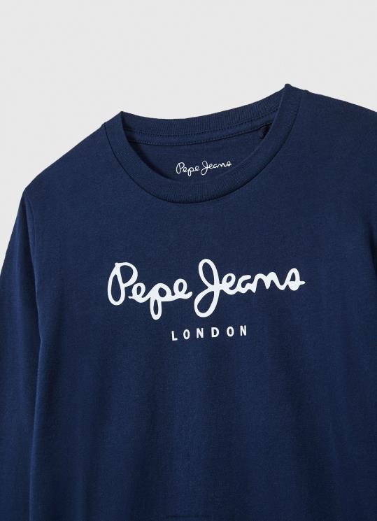 ⁦יֶלֶד 4N8XB1630 Pepe Jeans חיל הים חולצת טי עם לוגו קדמי עם שרוולים ארוכים⁩ – תמונה ⁦2⁩