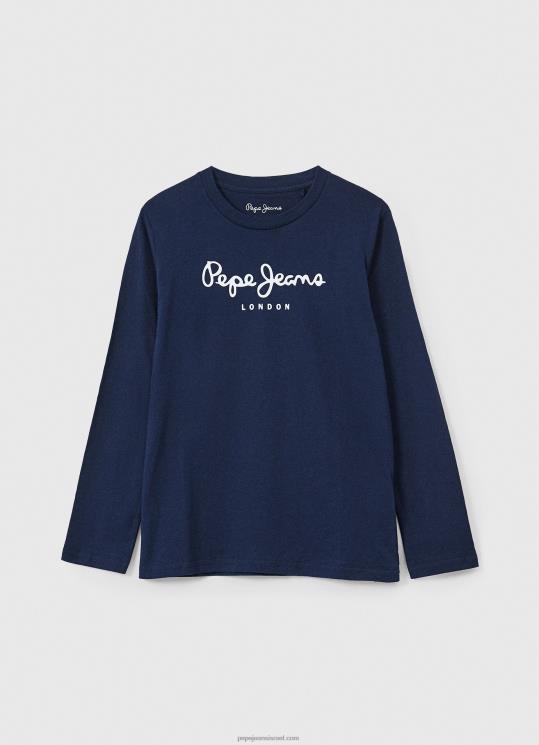 d799d6b6d79cd6b6d793_4n8xb1630_pepe_jeans_d797d799d79c_d794d799d79d_d797d795d79cd7a6d7aa_d798d799_d7a2d79d_d79cd795d792d795_d7a7d.jpg יֶלֶד 4N8XB1630 Pepe Jeans חיל הים חולצת טי עם לוגו קדמי עם שרוולים ארוכים – תמונה 1