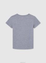 ⁦יֶלֶד 4N8XB1635 Pepe Jeans חוואר אפור חולצת דגל ולוגו⁩ – תמונה ⁦2⁩