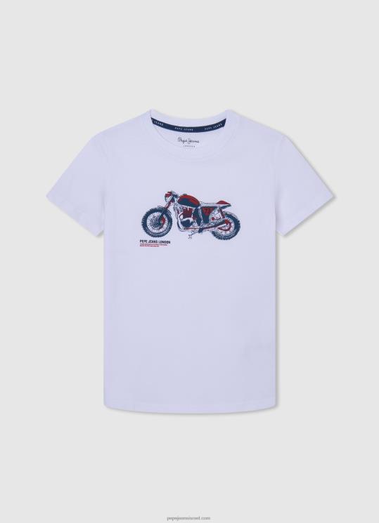 d799d6b6d79cd6b6d793_4n8xb1644_pepe_jeans_d79cd791d79f_d797d795d79cd7a6d794_d791d794d793d7a4d7a1_d790d795d7a4d7a0d795d7a2.jpg יֶלֶד 4N8XB1644 Pepe Jeans לבן חולצה בהדפס אופנוע – תמונה 1
