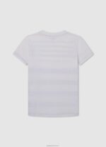 ⁦יֶלֶד 4N8XB1645 Pepe Jeans צבע קרם חולצת כותנה בהדפס פסים⁩ – תמונה ⁦2⁩