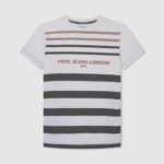 יֶלֶד 4N8XB1645 Pepe Jeans צבע קרם חולצת כותנה בהדפס פסים