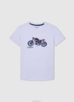 ⁦יֶלֶד 4N8XB1647 Pepe Jeans סטודיו אדום חולצה בהדפס לוגו⁩ – תמונה ⁦5⁩