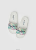 ⁦ילדה 4N8XB1346 Pepe Jeans לבן כפכפי סליידר מרטינה ביץ'⁩ – תמונה ⁦2⁩