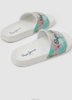 ⁦ילדה 4N8XB1346 Pepe Jeans לבן כפכפי סליידר מרטינה ביץ'⁩ – תמונה ⁦4⁩
