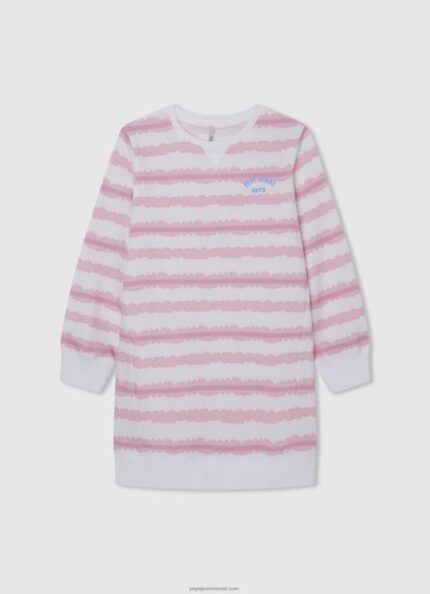 ילדה 4N8XB1392 Pepe Jeans ורוד רך שמלת מיני פסים מושפלים