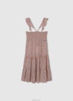 ⁦ילדה 4N8XB1401 Pepe Jeans אפרסק שמלת סקייטר צווארון מעוגל⁩ – תמונה ⁦4⁩