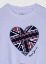 ⁦ילדה 4N8XB1411 Pepe Jeans לבן מגשר עם הדפס לב⁩ – תמונה ⁦3⁩