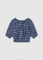 ⁦ילדה 4N8XB1420 Pepe Jeans סטודיו אדום חולצת כותנה מצולעת⁩ – תמונה ⁦3⁩