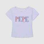ילדה 4N8XB1421 Pepe Jeans לבן חולצת כותנה מצולעת