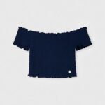ילדה 4N8XB1425 Pepe Jeans dulwich חלק עליון אסוף עם שרוולים קצרים