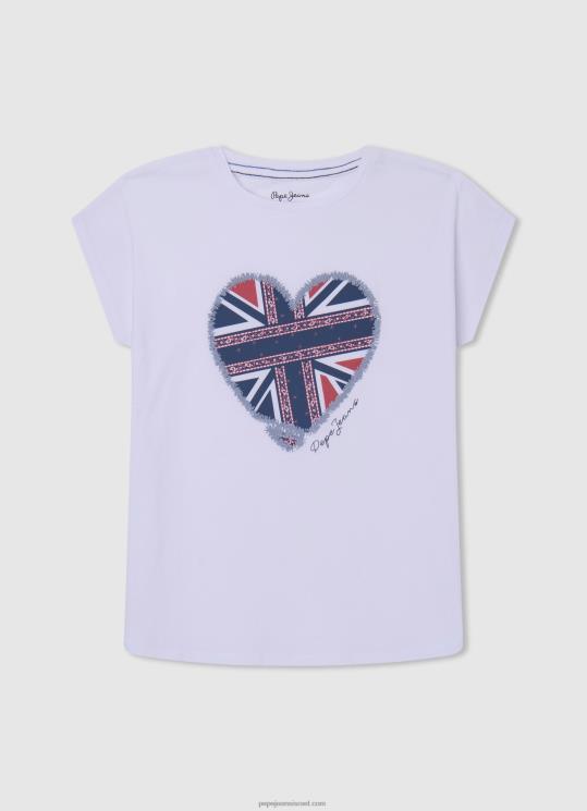 d799d79cd793d794_4n8xb1426_pepe_jeans_d79cd791d79f_d797d795d79cd7a6d794_d791d794d793d7a4d7a1_d79cd791.jpg ילדה 4N8XB1426 Pepe Jeans לבן חולצה בהדפס לב – תמונה 1