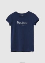 ⁦ילדה 4N8XB1431 Pepe Jeans ורוד רך חולצת טריקו מכותנה לוגו שטראס⁩ – תמונה ⁦5⁩