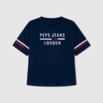 ילדה 4N8XB1448 Pepe Jeans אוקיינוס חולצת טריקו בכושר קופסא בהדפס לוגו