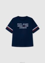 ילדה 4N8XB1448 Pepe Jeans אוקיינוס חולצת טריקו בכושר קופסא בהדפס לוגו