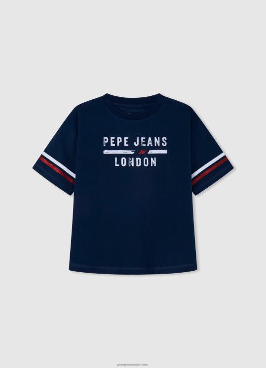 d799d79cd793d794_4n8xb1448_pepe_jeans_d790d795d7a7d799d799d7a0d795d7a1_d797d795d79cd7a6d7aa_d798d7a8d799d7a7d795_d791d79bd795d7a.jpg ילדה 4N8XB1448 Pepe Jeans אוקיינוס חולצת טריקו בכושר קופסא בהדפס לוגו – תמונה 1