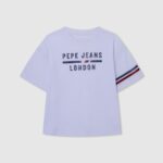 ילדה 4N8XB1449 Pepe Jeans לבן חולצת טריקו בכושר קופסא בהדפס לוגו