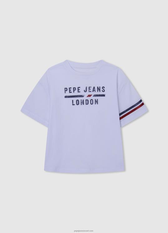 d799d79cd793d794_4n8xb1449_pepe_jeans_d79cd791d79f_d797d795d79cd7a6d7aa_d798d7a8d799d7a7d795_d791d79bd795d7a9d7a8_d7a7d795d7a4d7.jpg ילדה 4N8XB1449 Pepe Jeans לבן חולצת טריקו בכושר קופסא בהדפס לוגו – תמונה 1
