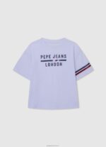 ⁦ילדה 4N8XB1451 Pepe Jeans אפרסק חולצת טריקו מכותנה לוגו שטראס⁩ – תמונה ⁦4⁩