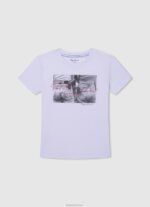 ⁦ילדה 4N8XB1458 Pepe Jeans לבן חולצת טי לוגו נצנצים⁩ – תמונה ⁦3⁩
