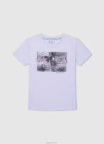 ⁦ילדה 4N8XB1460 Pepe Jeans ורוד רך חולצת צלעות עם לוגו רקום⁩ – תמונה ⁦5⁩