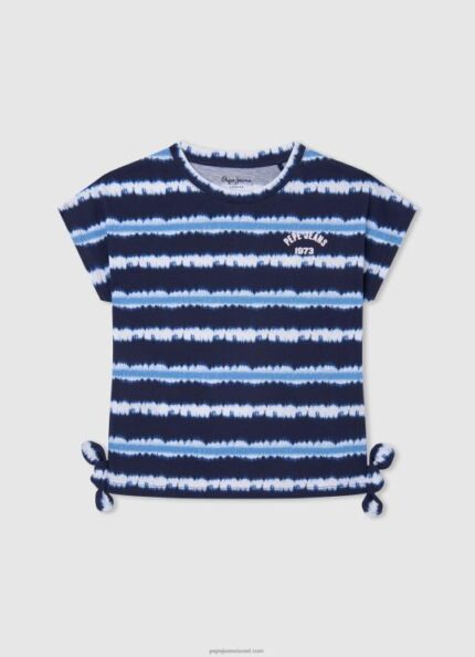 ילדה 4N8XB1463 Pepe Jeans dulwich חולצת כותנה עם פסים דהויים