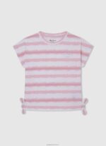 ⁦ילדה 4N8XB1464 Pepe Jeans ורוד רך חולצת טי לוגו נצנצים⁩ – תמונה ⁦4⁩
