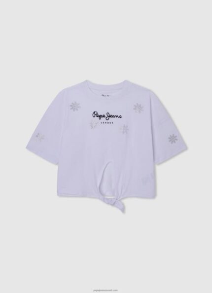 ילדה 4N8XB1475 Pepe Jeans לבן חולצת טי סטרס פרחונית