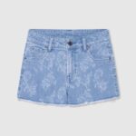ילדה 4N8XB1490 Pepe Jeans דֵנִים מכנסי ג'ינס קצרים בהדפס פרחים קציצות