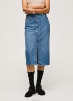 ⁦נשים 4N8XB100 Pepe Jeans דֵנִים חצאית מידי כותנה ג'ינס⁩ – תמונה ⁦2⁩